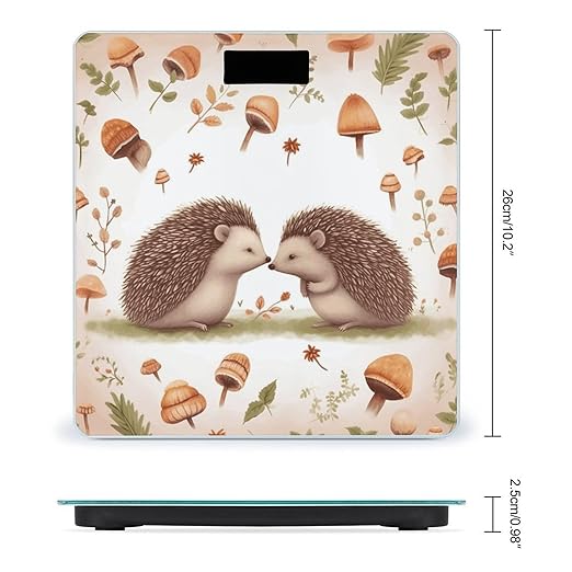 Nature Lovely Hedgehog LoversScale for Body Weight with LCD High Precision Weighing Scales Fashion Sturdy Tempered Glass Weight Scales Easy-to-Read Digital Bathroom Scale for Daily 400lb