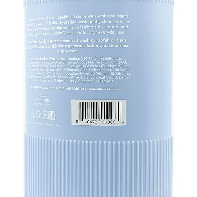 Ambrose Island Breeze Body Wash Coconut Vanilla Scent 33.8 fl oz