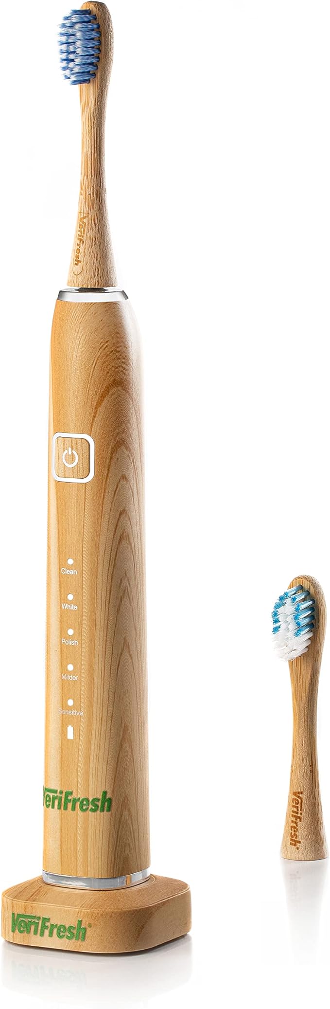 Sonic Bamboo Toothbrush - Biodegradeable Bamboo Heads with Castor Oil bristles - Includes 2 Brush Heads