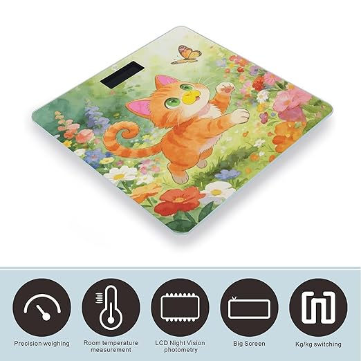 Chasing Butterflies Little Orange Smart Scale for Body Weight Digital Bathroom Scale Toughened Glass Weight Scale with Large LCD Backlight Display High Precision Scales Weighing Machine