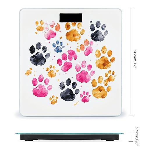 Colorful Dog Paws Bathroom Scale for Body Weight 400 Lb Weight Scale with High Precision Sensors Tempered Glass Highly Accurate Digital Weighing Machine for People