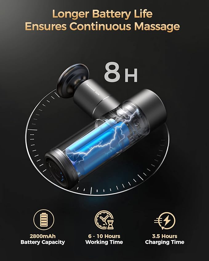 Mini Massage Gun Mini Size Massagers Muscle Massage Gun for Athletes Rechargeable Percussion Portable Handheld Fascial Gun (GH108) (Black)