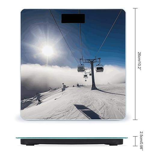Ski Lift at Sunshine Scale for Body Weight High Precision Digital Weight Scales with LCD Display Anti-Slip Sturdy Slim Tempered Glass Bathroom Scale for Home Use