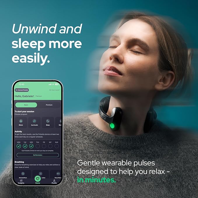 Pulsetto FIT Wellness Wearable with Vagus Nerve Support – Patented Neuro Technology for Relaxation Stress Balance Focus and Restful Sleep