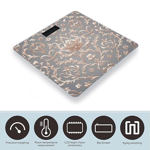 Rose Gold Wallpaper Smart Scale for Body Weight Accurate Bathroom Scale with LED Display Digital Weight Scales Weighing Machine High Precision Scales for Bath Home