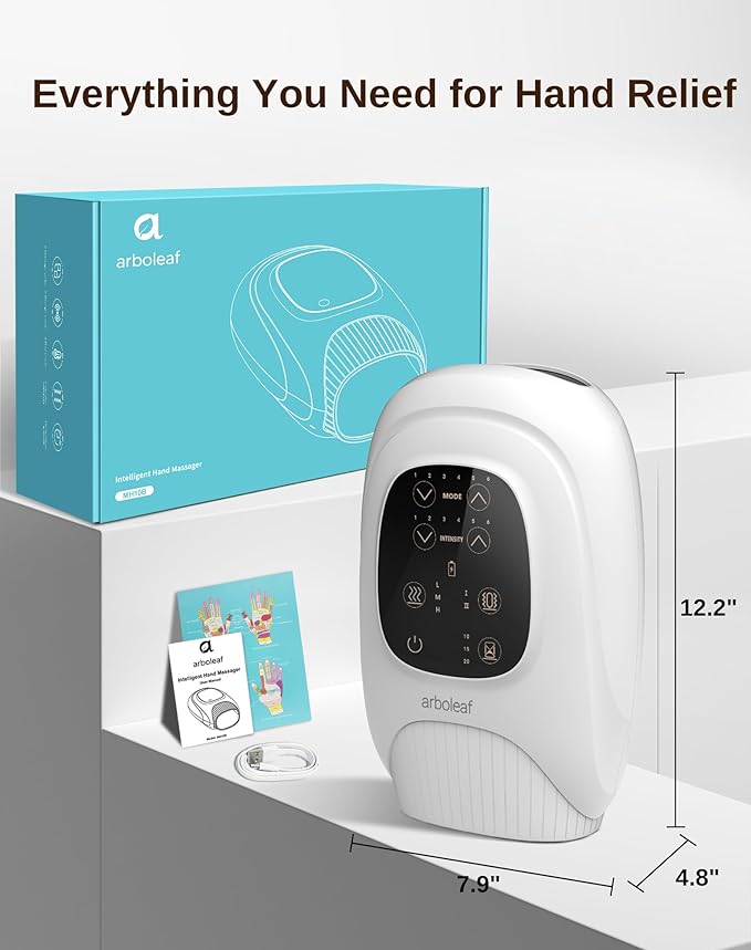 arboleaf Hand Massager with Heat and Compression for Women Men Mom Dad 6 Modes and 3 Heating Options Cordless &amp Powerful Hand Massager for Finger Wrist Palmand Lower Forearm