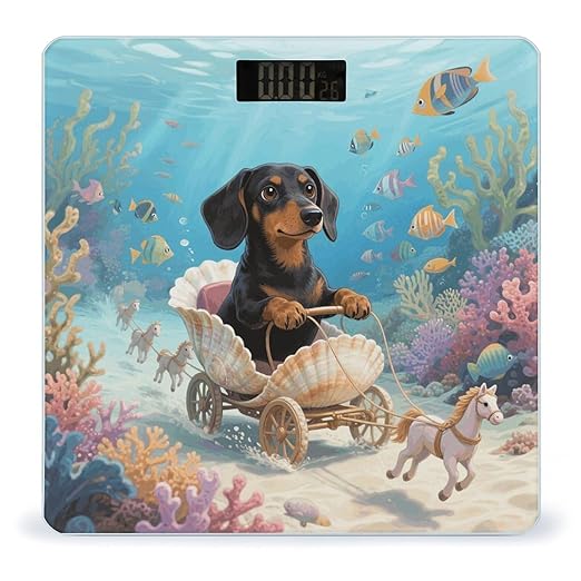 Dachshund in Shell Weight Scale Cute Bathroom Scale for Body Highly Accurate Digital Weighing Machine for People Compact LCD Display Scales with Sturdy Toughened Glass Scales