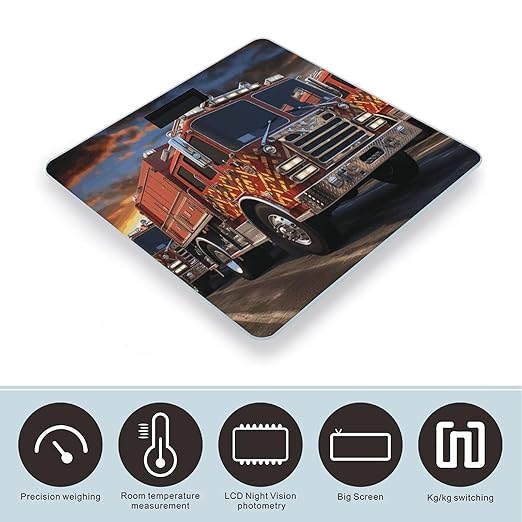 Fire Truck Scale for Body Weight Accurate Digital Bathroom Scale Toughened Glass High Precision Scales Smart Weight Scales with Large LCD Backlight Display Weighing Machine