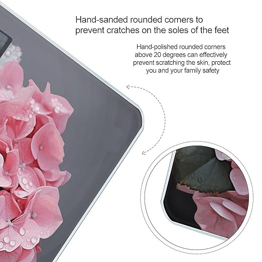 Pink Rose Hydrangea Scale for Body Weight Digital Bathroom Scale Precision Smart Weighing Scales with Clear LED Display Accurate High Precision Scales Weighing Machine