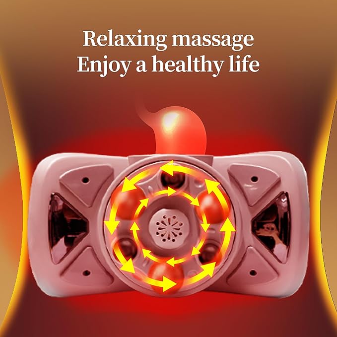 Intelligent Heated Massage Belt Multi-Function Kneading Massager with Red Light Therapy Natural Stone Massage for Waist and Abdomen