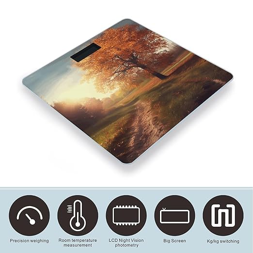 Autumn Scene Smart Scale for Body Weight Accurate Bathroom Scale with LED Display Digital Weight Scales Weighing Machine High Precision Scales for Bath Home
