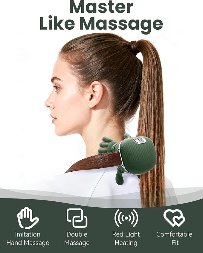 Neck and Back Massager Bionic Hand Design Portable Hand Massager 4d Shiatsu Deep Tissue Kneading for Shoulder Neck Back Legs Pain (1pc)