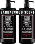 Dead Sea Collection Sandalwood Men’s Body Wash – 3 in 1 Body Wash for Men for Hair Face &amp Body – Moisturizing Shower Gel with Dead Sea Minerals – Pack of 2 (33.8 fl oz each)