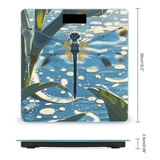 Blue Dragonfly Bathroom Scale for Body Weight LCD Display Digital Bathroom Scale Tempered Glass Bathroom Weight Scales Fashion Smart Scales for Home Bedroom 400 Lb