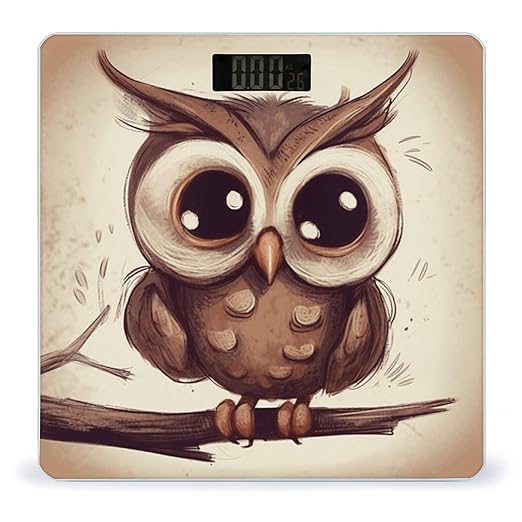 Cute Owl Bathroom Scale Large LCD Backlight Display Digital Scale Rounded Corners Body Scales Automatic Power On/Off Bathroom Scales for Home Bedrooms