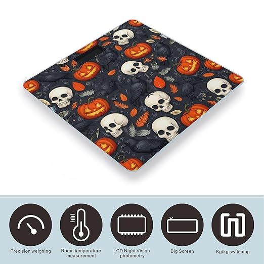 Men's Smart Scale for Body Weight Digital Bathroom Weighing Scale Automatic Switch Energy Saving Scale Halloween Raven Pumpkin Skull