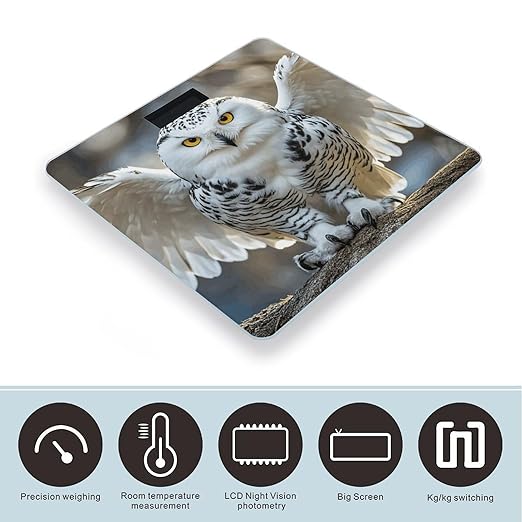 Snow Owl Bathroom Scale for Body Weight LCD Display Digital Bathroom Scale Tempered Glass Bathroom Weight Scales Fashion Smart Scales for Home Bedroom 400 Lb