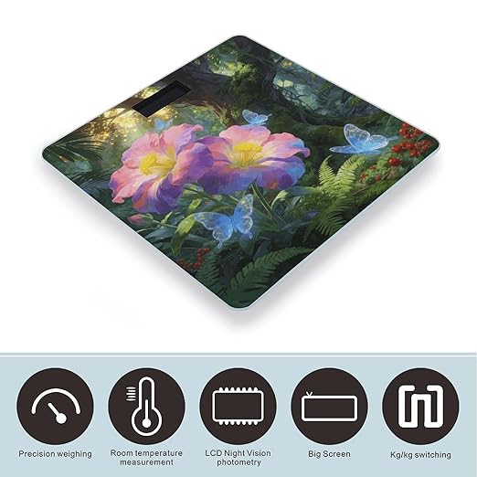 Jungle Reverie Smart Scale for Body Weight Digital Bathroom Scale Toughened Glass Weight Scale with Large LCD Backlight Display High Precision Scales Weighing Machine