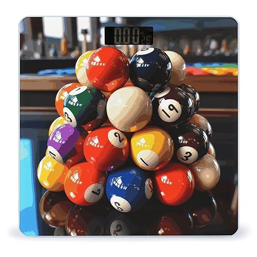 Color Billiards Weight Scale Digital Electronic Scales Bathroom Scale Larg LCD Backlight Display High Precisio MeasurementsTempered Glass