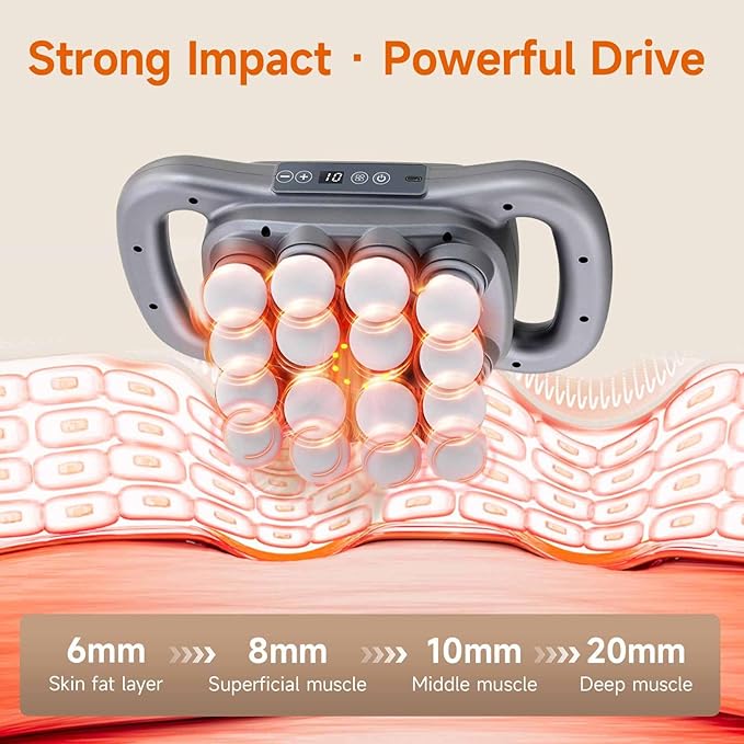 16-Head Percussion Massage Gun Set Muscle Massager with 9 Massage Modes &amp Adjustable Intensity Quiet Full-Body Relaxation for Back Shoulders Legs &amp Feet Home Gym &amp Office