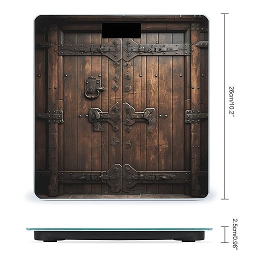 Rustic Stall Wooden Door Bathroom Scale Ultra-Bright Liquid Crystal Screen Weight Scale Accurate Bathroom Body Scales for Body Weight Bathroom Pet Home Bedroom Gift-Giving