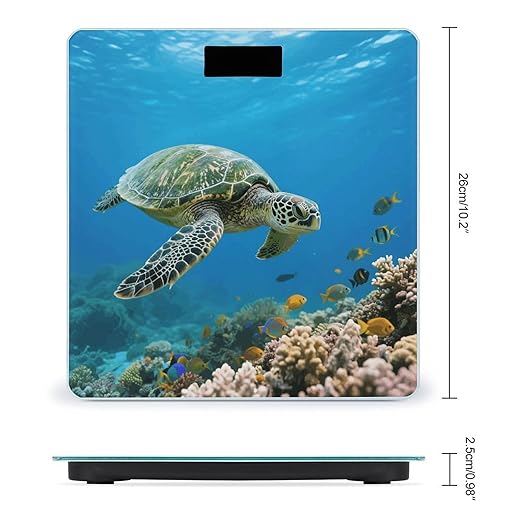 Green Sea Turtle Weight Scale Cute Bathroom Scale for Body Highly Accurate Digital Weighing Machine for People Compact LCD Display Scales with Sturdy Toughened Glass Scales
