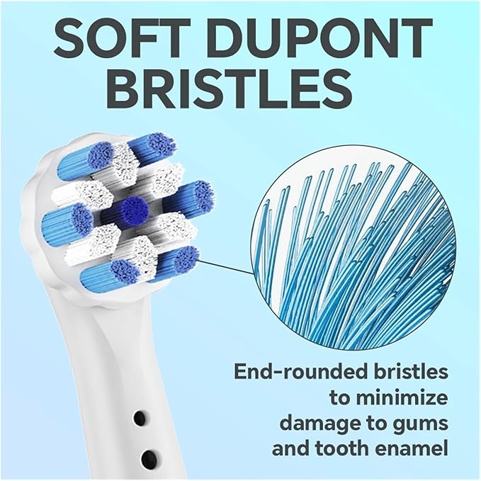 4X Replacement Brush Heads &amp 4X Toothbrush Head Protective Caps Compatible for Oral B iO 2/3/4/5/6/7/8/9 Electric Toothbrushes(White-Clear)