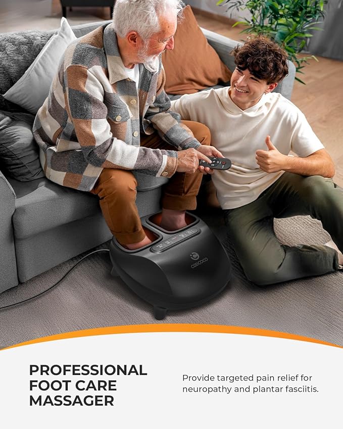 CooCoCo FSA Eligible Foot Massager with Heat Upgrade ABS Feet Massager with Remote Foot Massager for Neuropathy &amp Plantar Fasciitis Foot Massage Machine with Base Kneading Compression Foot Wa
