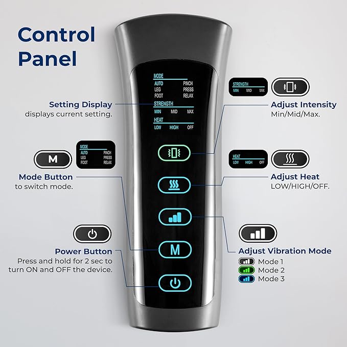 SereneLife Air Compression Knee Massager for Pain Relief and Therapy Knee Elbow Shoulder Brace Wrap with 4 Vibration 2 Heating Modes 4 Airbags Smart LED Controller Ice Pack for Cold Massage