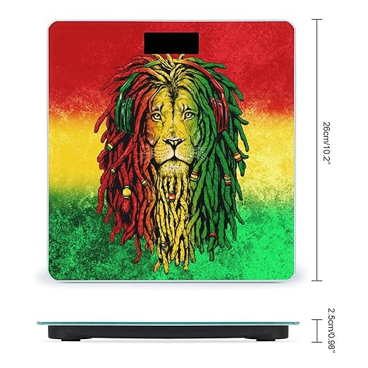 Jamaican Rasta Flag Rastafarian Reggae Lion Smart Square Scale with Digital Display for Bathroom Scale