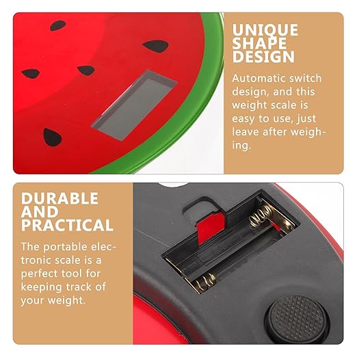 NOLITOY Digital Watermelon Body Weight Scale Precision Tempered Glass Bathroom Scale Mini Portable Fitness Management for Travel and Home Use