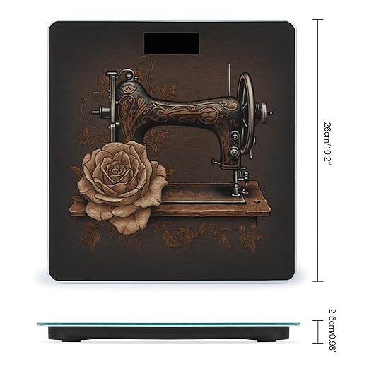 Rose and Sewing Machine Weight ScaleClear LED Display Bathroom Digital Weighing ScaleTempered Glass Digital Bathroom Scale for Body Weight Capacity Up to 400 Lbs