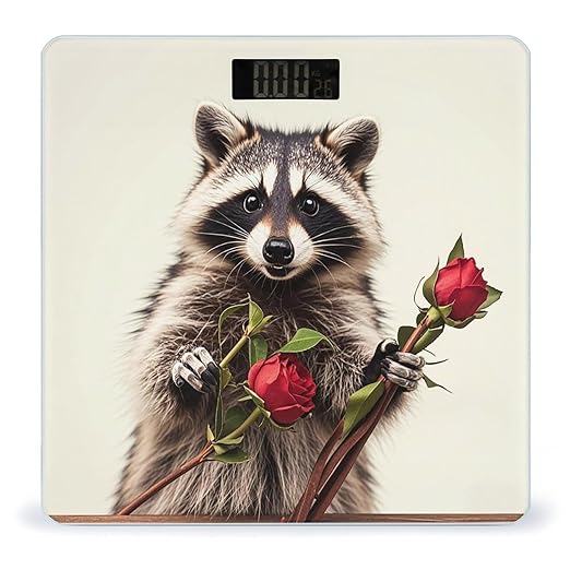 Funny Raccoon Scale for Body Weight Accurate Digital Bathroom Scale Toughened Glass High Precision Scales Smart Weight Scales with Large LCD Backlight Display Weighing Machine