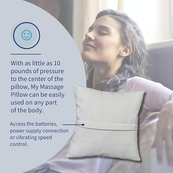 Mymassagepillow- Pressure Activated Massage Pillow for Back Neck Feet &amp More - Stylish &amp Durable Neck and Back Massager &amp Sciatica Pillow - 13in x 13in - Machine Washable Cover (Marble)