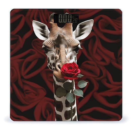 Giraffe Kissing Flower Bathroom ScaleHighly Accurate Digital Weighing Machine for People Bright LED Display Weight Scale for The Aldult Home Use