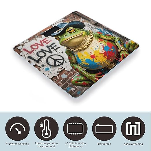 Western Cowboy Frog Scale for Body Weight Sturdy Tempered Glass Weighing Scales with LCD Display Accurate Digital Bathroom Scale Convenient Body Fat Smart Scales Easy Read