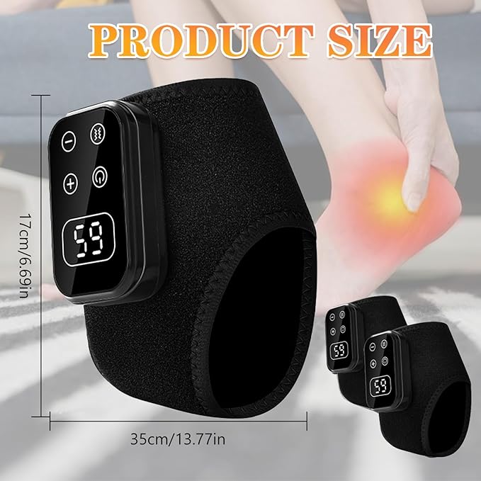 Foot Advanced Renew Triple Method Massager with 5 Vibration Modes and 6 Heat Levels Suitable for Pain Relief and Plantar Fasciitis Travel &amp Home Use（Black 2pcs）