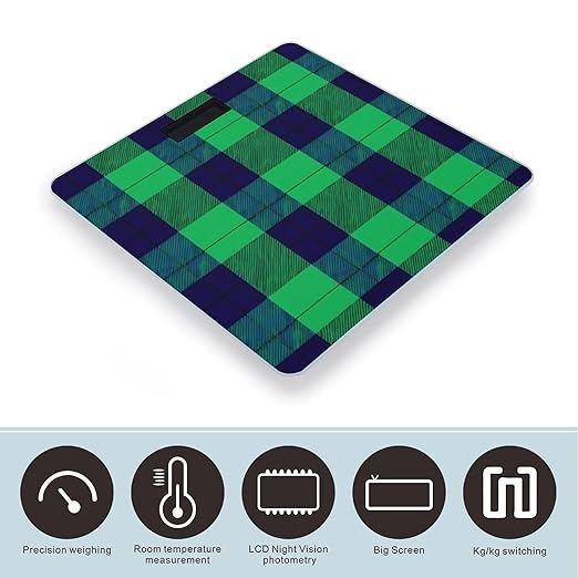 Digital Bathroom Weighing Scale Energy Saving Scale Smart Scale for Body Weight Black Green Scottish Tartan Plaid