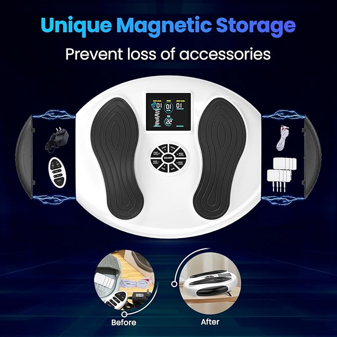 Professional Foot Massager for Neuropathy Foot Circulation Stimulator with Magnetic Storage EMS &amp TENS &amp EPT &amp NMES+ 4-in-1 Therapies Effective Foot Pain Relief
