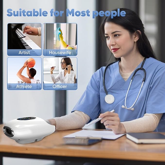 belhope Hand Massager with 9 Modes and 4 Heating for Hot and Cold Therapy Wrist Massager for Arthritis and Carpal Tunnel Relief Hand Massager with Heat and Compression Gifts for Mother White