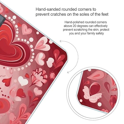Valentine Pattern Weight Scale Large Bathroom Scales Digital Weight with Bright LED Display Non Slip Automatic Weighing Scale Fashion Weighing Machine for Body