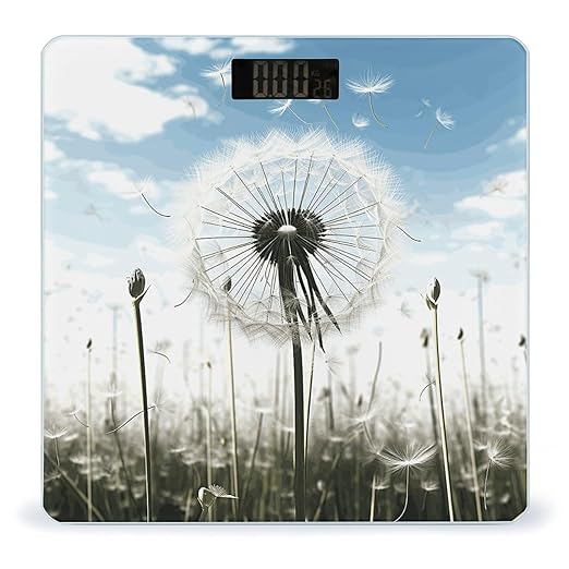 Dandelion Bathroom Scale for Body Weight Bathroom Digital Electronic Weighing Scale with Back Lit LED Display Sturdy Tempered Glass Weight Watchers Scales 400lb