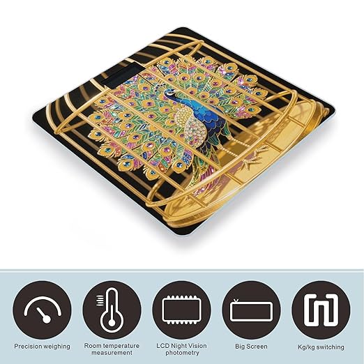 Peacock Scale for Body Weight Sturdy Tempered Glass Weighing Scales with LCD Display Accurate Digital Bathroom Scale Convenient Body Fat Smart Scales Easy Read