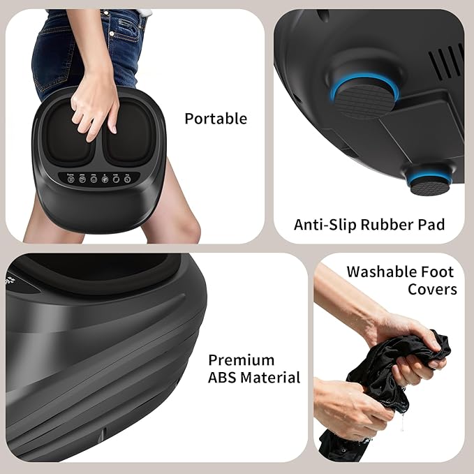 Foot Massager Shiatsu Foot Massager with Heat Remote Control Multiple Massage Modes &amp Adjustable Intensity Deep-Kneading Massager Fits Feet Up to Women Size 12 Black/ZL1