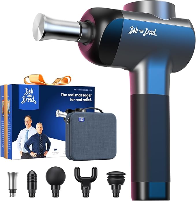 BOB AND BRAD X6 Pro Massage Gun Deep Tissue Percussion with Metal Head Therapy Professional Muscle Massage Gun for Athletes Electric Massager Gun for Pain ReliefChristmas Gift for Men Women Dad Mom