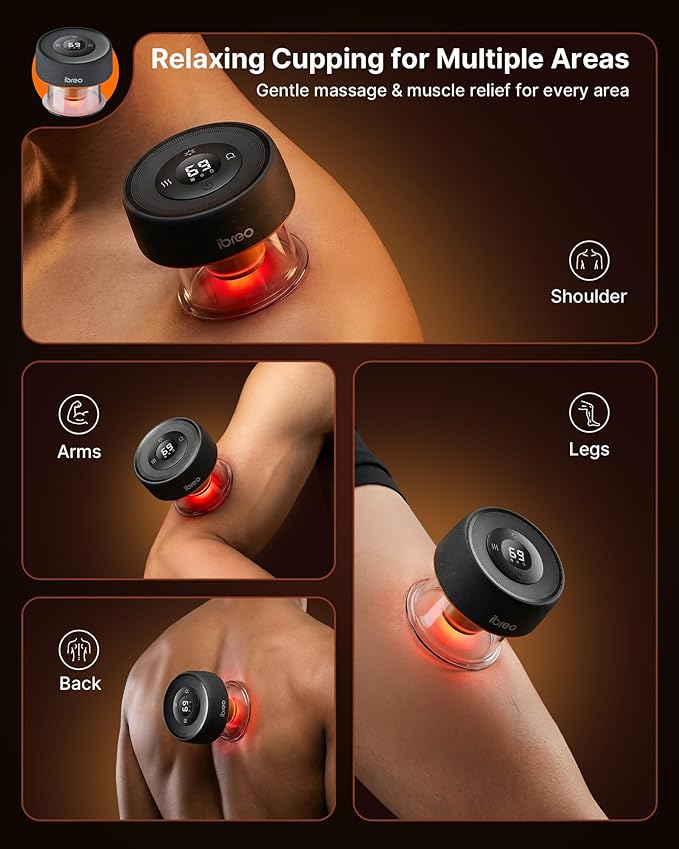 Pulse Pro Smart Cupping Therapy Massager with Heat Red Light Therapy Dynamic Suction One Button Quick Pressure Release for Targeted Pain Relief Muscle Soreness Circulation &amp Tighter Skin
