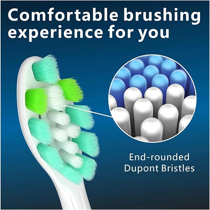 8pcs Replacement Toothbrush Heads Brush Head Compatible for Phips 4100 6500 6100 7500 5300(8pcs Blue-Black)