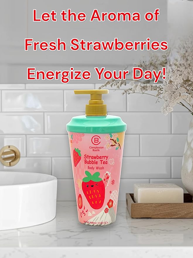 Strawberry Tea Body Wash for All Skin Types – Hydrating &amp Refreshing 27.05fl.oz
