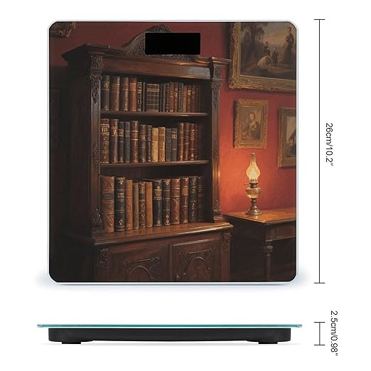Bookshelf Bathroom Scale for Body Weight LCD Display Digital Bathroom Scale Tempered Glass Bathroom Weight Scales Fashion Smart Scales for Home Bedroom 400 Lb
