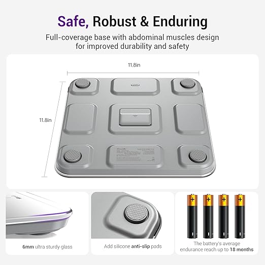 Ovutek Scale for Body Weight Highly Accurate 450lb Digital Bathroom Scales for People Automatic Weighing Machine for Baby Pet Light Items Large LED Sturdy and Durable Base White